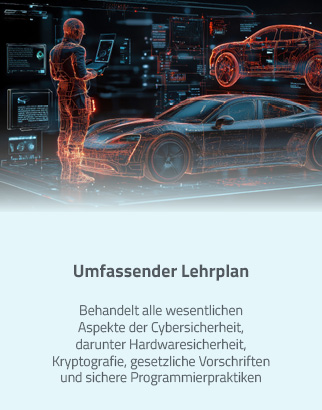 Umfassender Lehrplan: Behandelt alle wesentlichen Aspekte der Cybersicherheit, darunter Hardwaresicherheit, Kryptografie, gesetzliche Vorschriften und sichere Programmierpraktiken